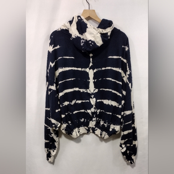 Young Fabulous Broke Safari Tie Dye Hoodie Crop Sweatshirt Women's M/L Blue Boho - Picture 5 of 8